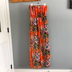 Beautiful orange and floral flowy dress.